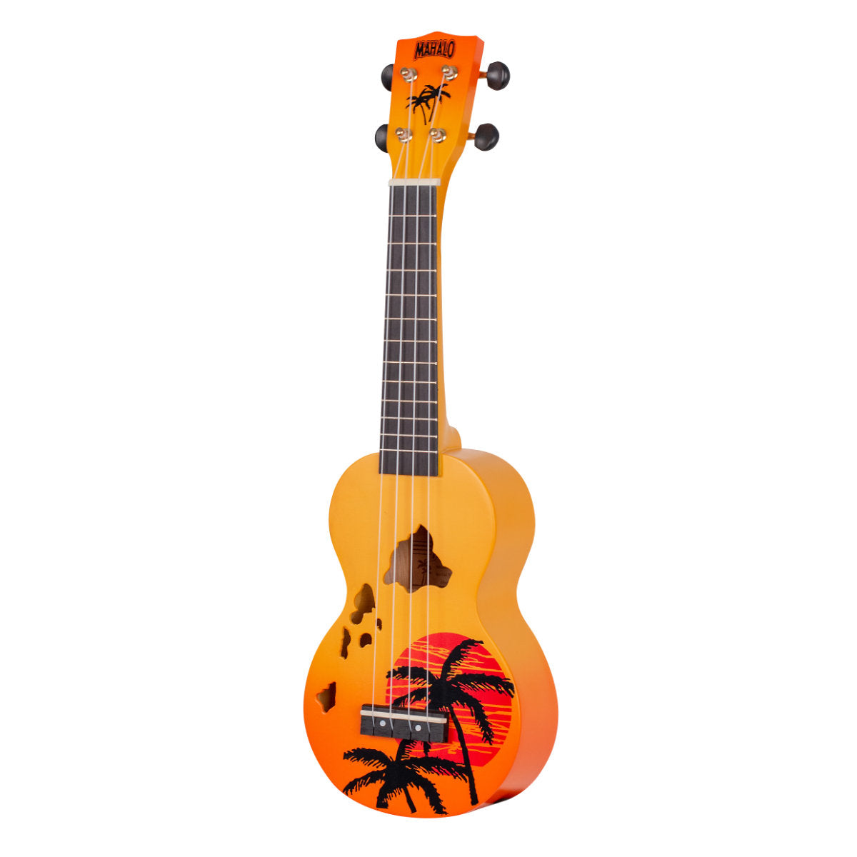 Mahalo MD1-HAORB Hibiscus Soprano Ukulele - Orange Burst