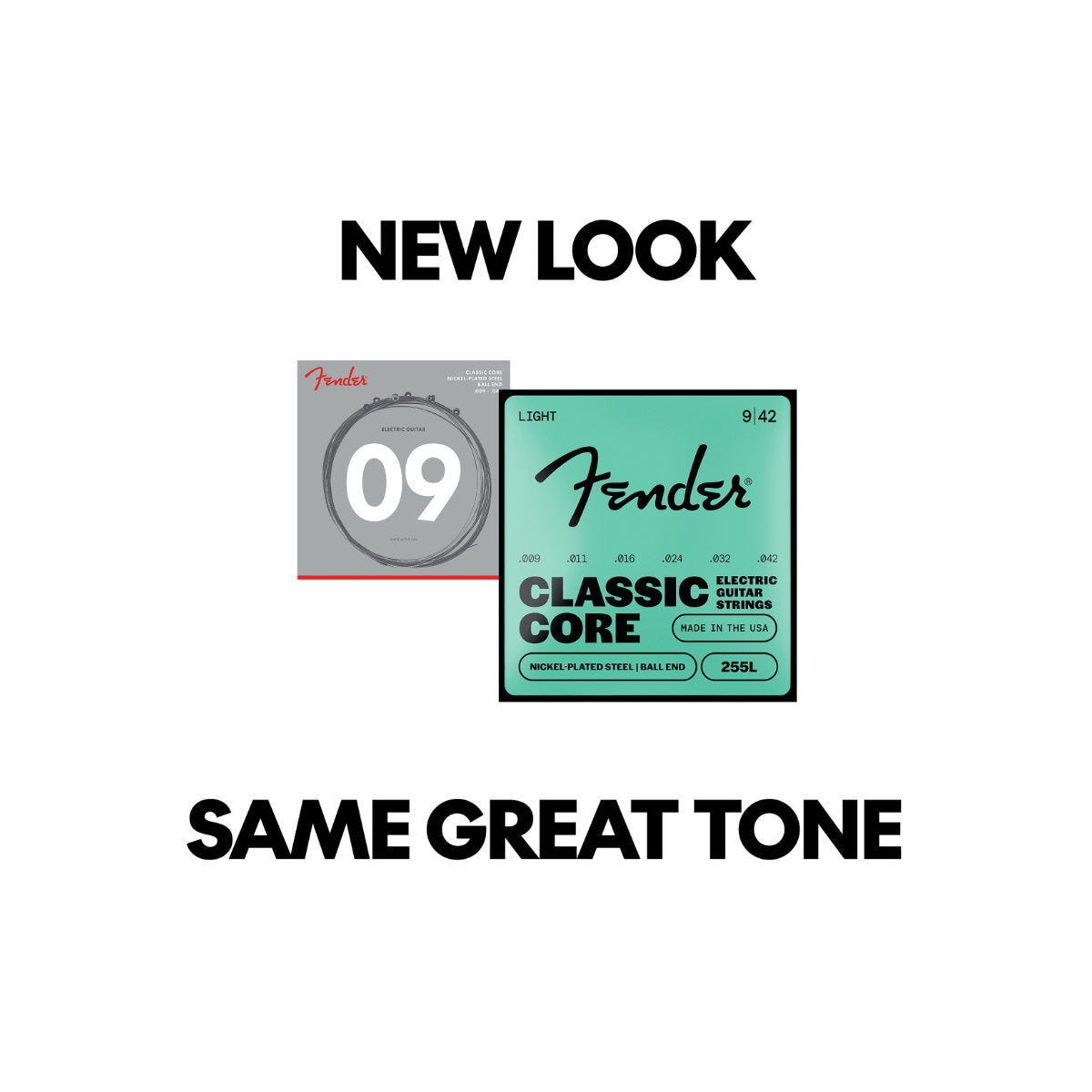 Fender Classic Core 255L Guitar Strings - Nickel-Plated Steel - Ball End - Gauges - 009-042