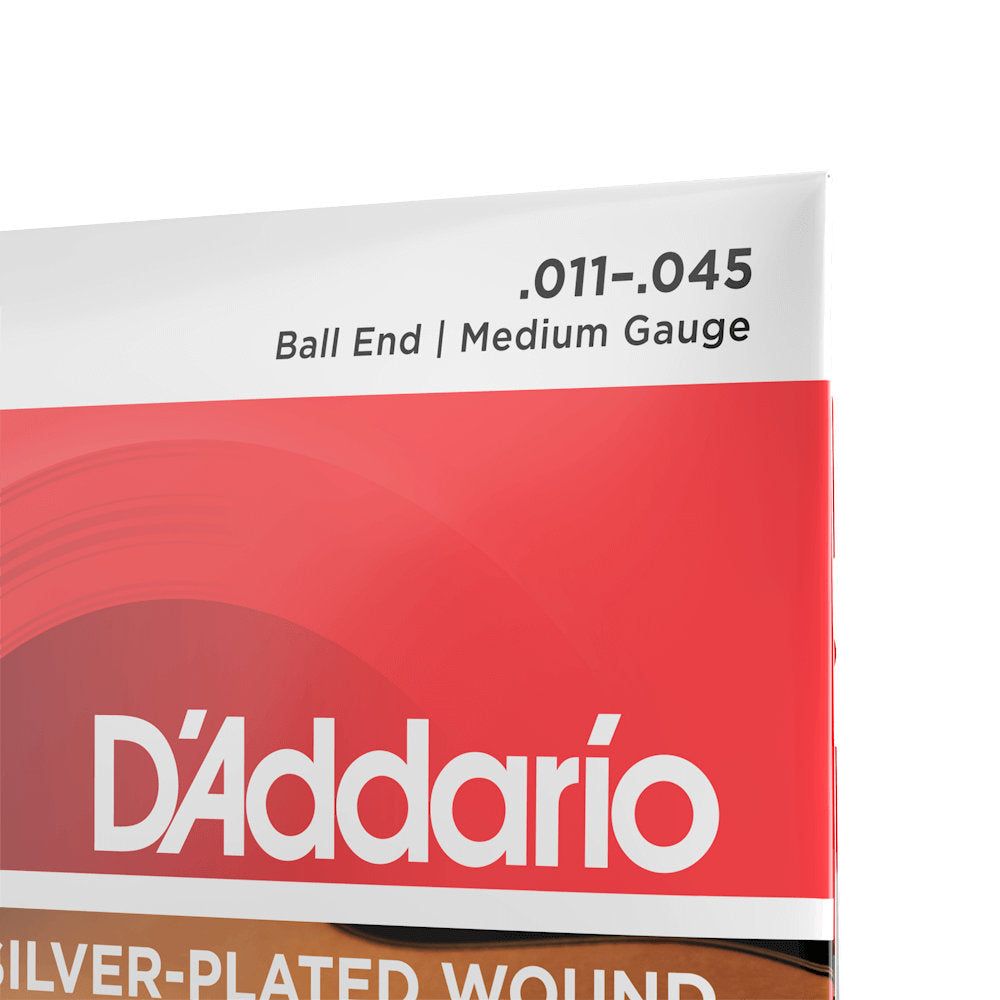D’Addario EJ83M Medium Ball End Acoustic Guitar Strings - Gypsy Jazz Guitar - Silver-Wound - 11-45 - Bananas at Large®