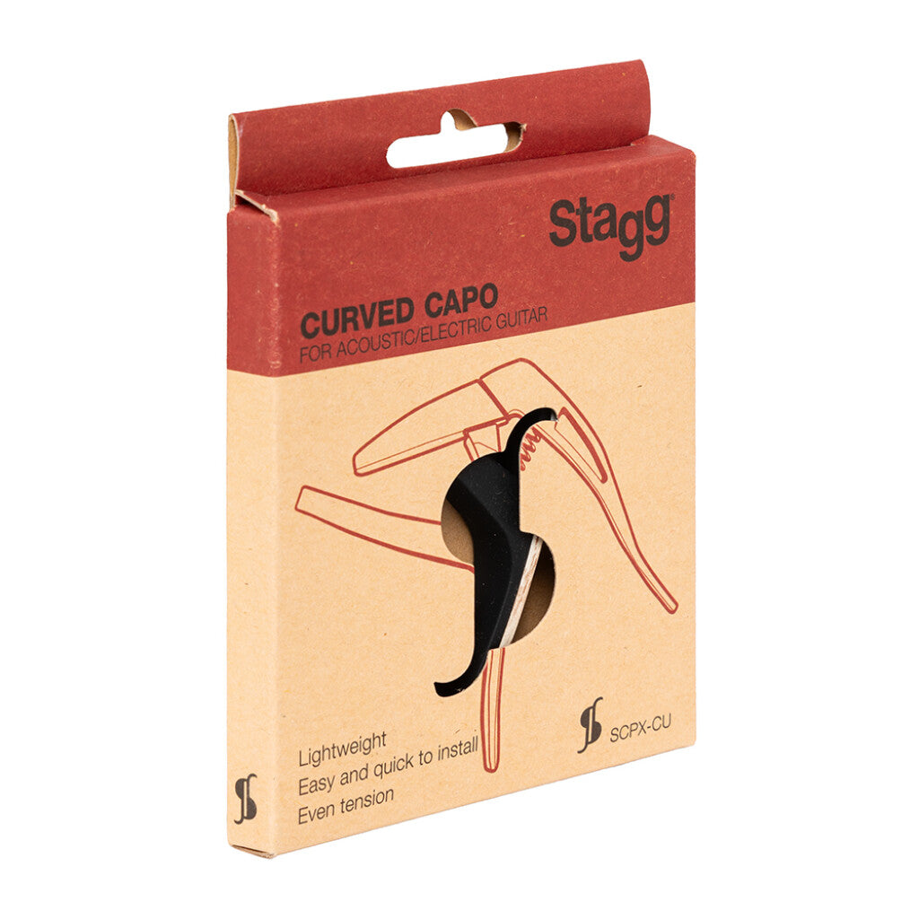 Stagg Curved Trigger Capo for Acoustic or Electric Guitar - Light Wood