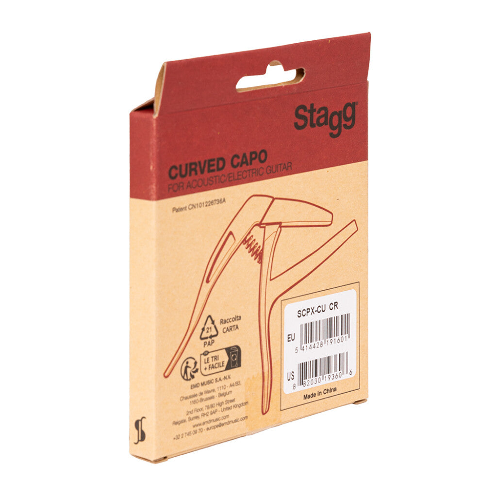Stagg Curved Trigger Capo for Acoustic/Electric Guitar - Chrome