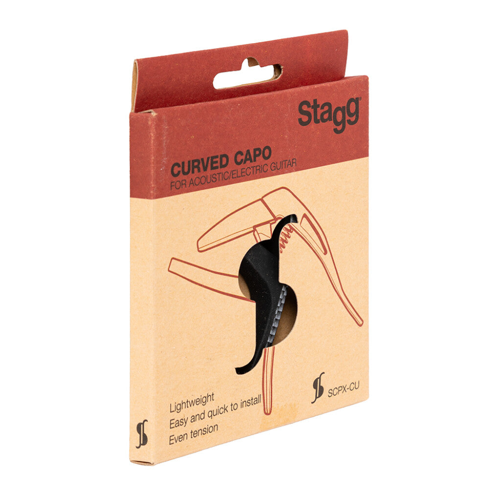 Stagg Curved Trigger Capo For Acoustic or Electric Guitar  - Carbon