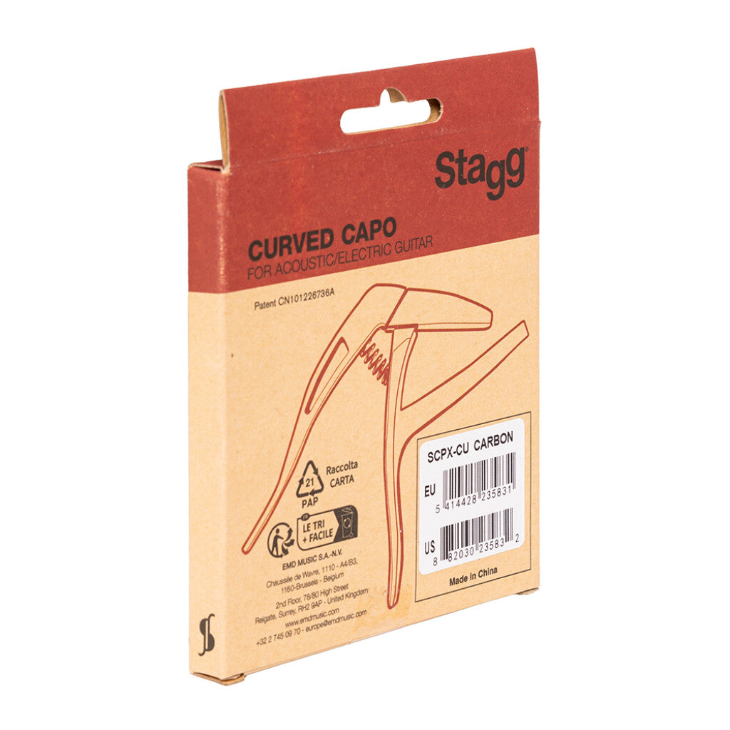 Stagg Curved Trigger Capo For Acoustic or Electric Guitar  - Carbon