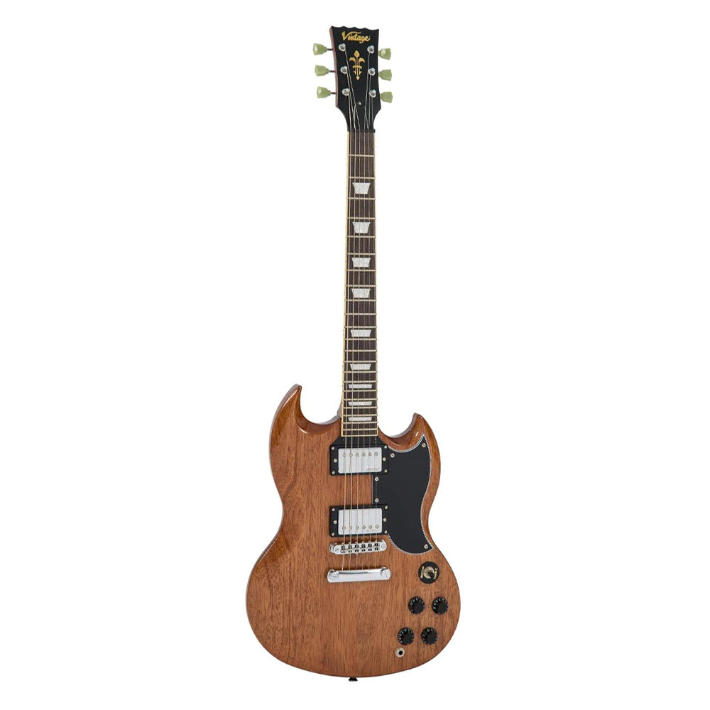 Vintage Guitars VS6M ReIssued Series Solid Body Double Cutaway Electric Guitar - Natural Mahogany