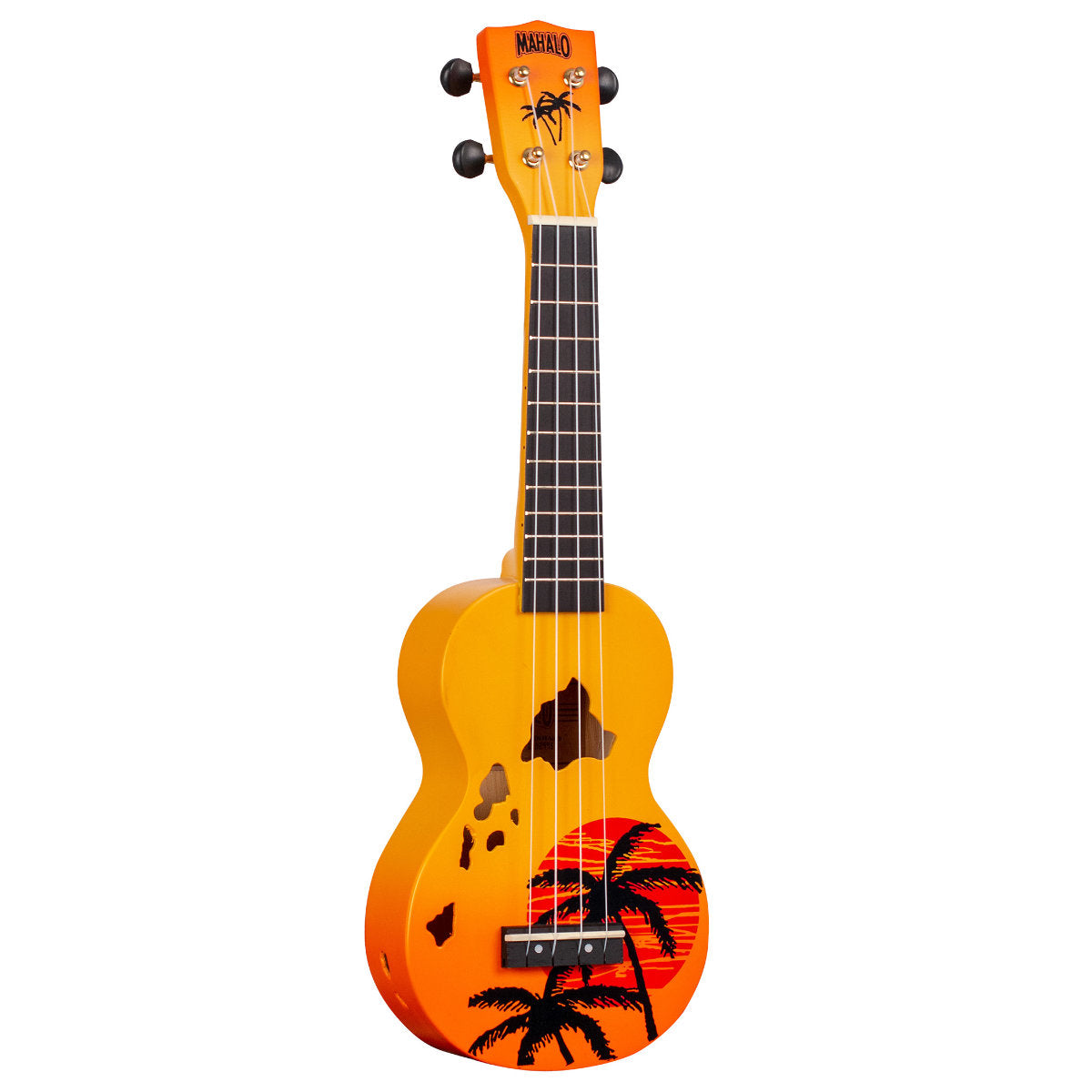 Mahalo MD1-HAORB Hibiscus Soprano Ukulele - Orange Burst
