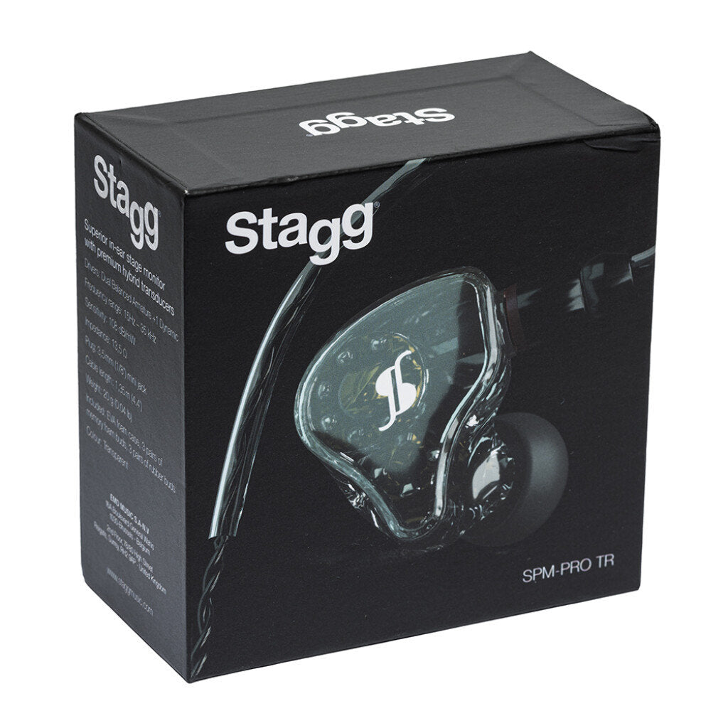 Stagg Superior In-Ear Stage Monitors w/ Premium Hybrid Transducers - Transparent
