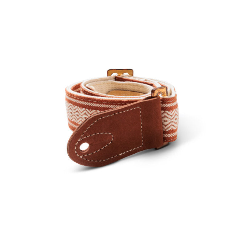 Taylor Academy Strap Jacquard Leather & Cotton Guitar Strap - White/Brown - Bananas at Large®