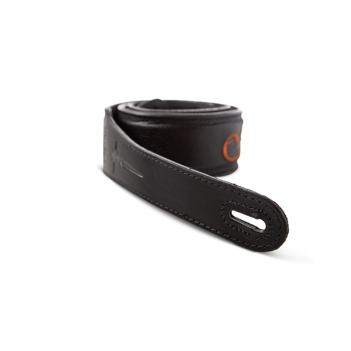 Taylor Nouveau Embroidered Leather Guitar Strap - Black Leather - 3in
