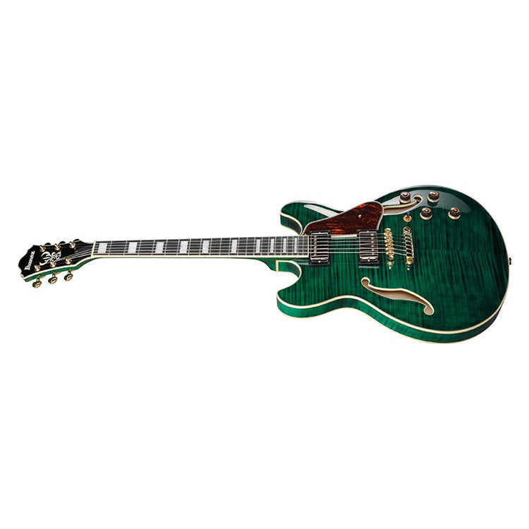 Ibanez AS93FM AS Series Artcore Expressionist Semi-Hollow Electric Guitar - Transparent Moss Green