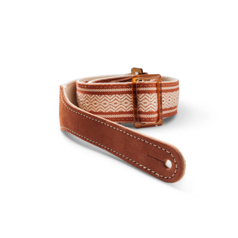 Taylor Academy Strap Jacquard Leather & Cotton Guitar Strap - White/Brown - Bananas at Large®