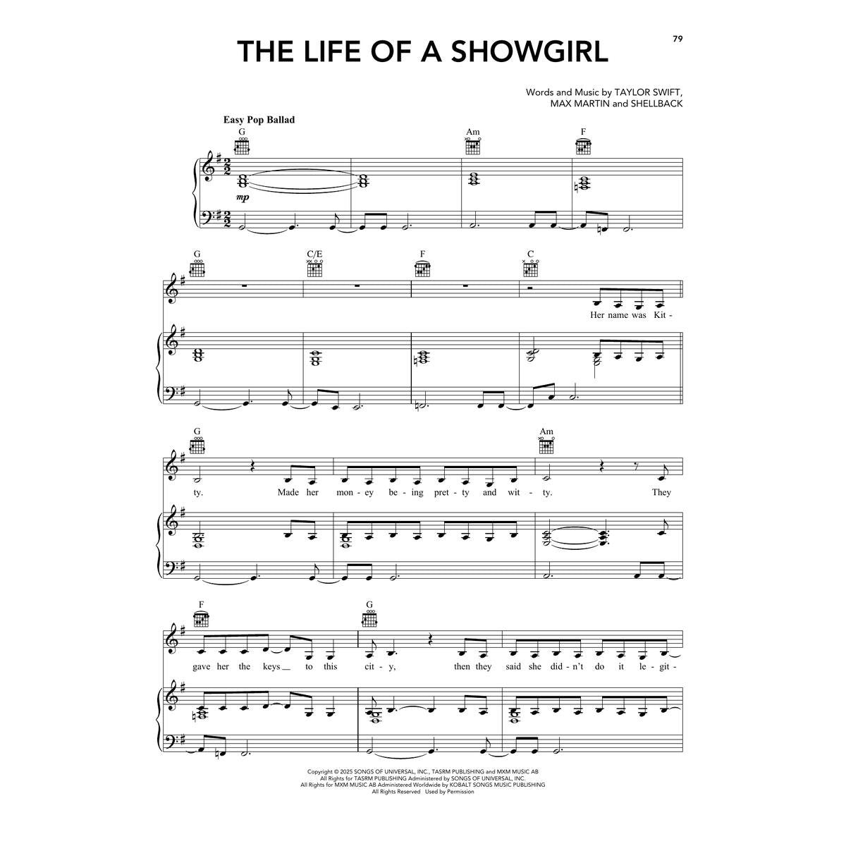Taylor Swift - The Life of a Showgirl SongbookHal Leonard Taylor Swift - The Life of a Showgirl Piano/Vocal/Guitar Artist Songbook Softcover