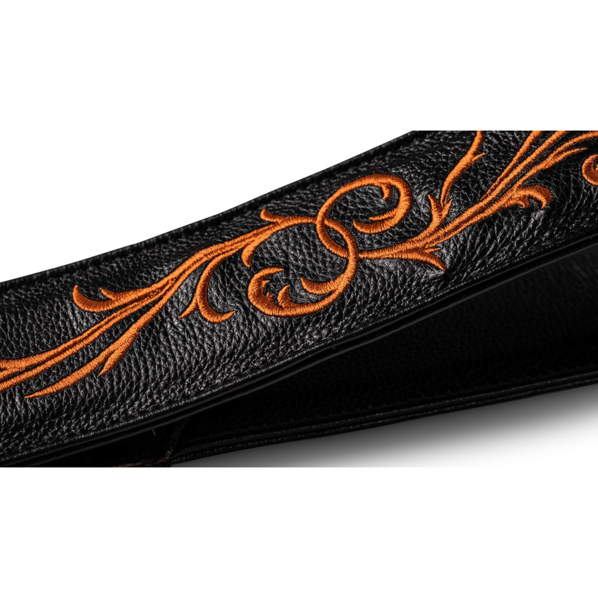 Taylor Nouveau Embroidered Leather Guitar Strap - Black Leather - 3in