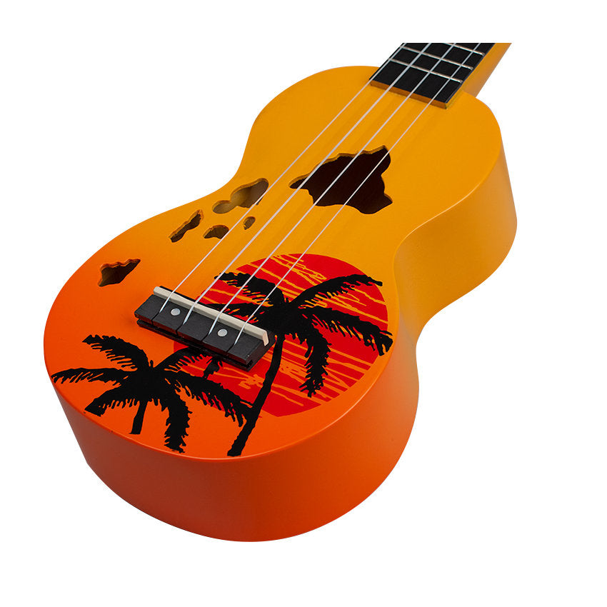 Mahalo MD1-HAORB Hibiscus Soprano Ukulele - Orange Burst