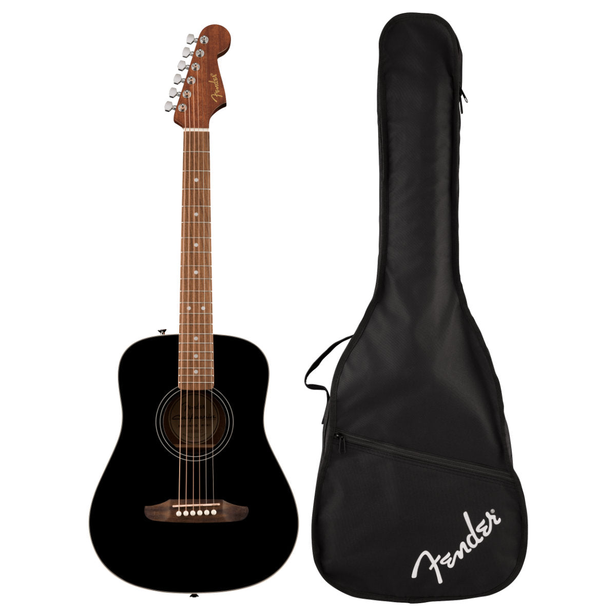 Fender California Standard Redondo Mini Acoustic Guitar w/ Bag - Spruce Top - Black