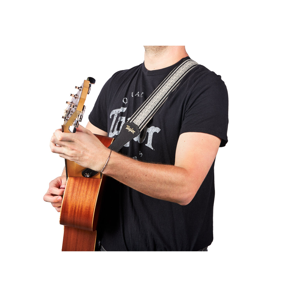 Taylor 2in Academy Jacquard Leather Guitar Strap - White/Black