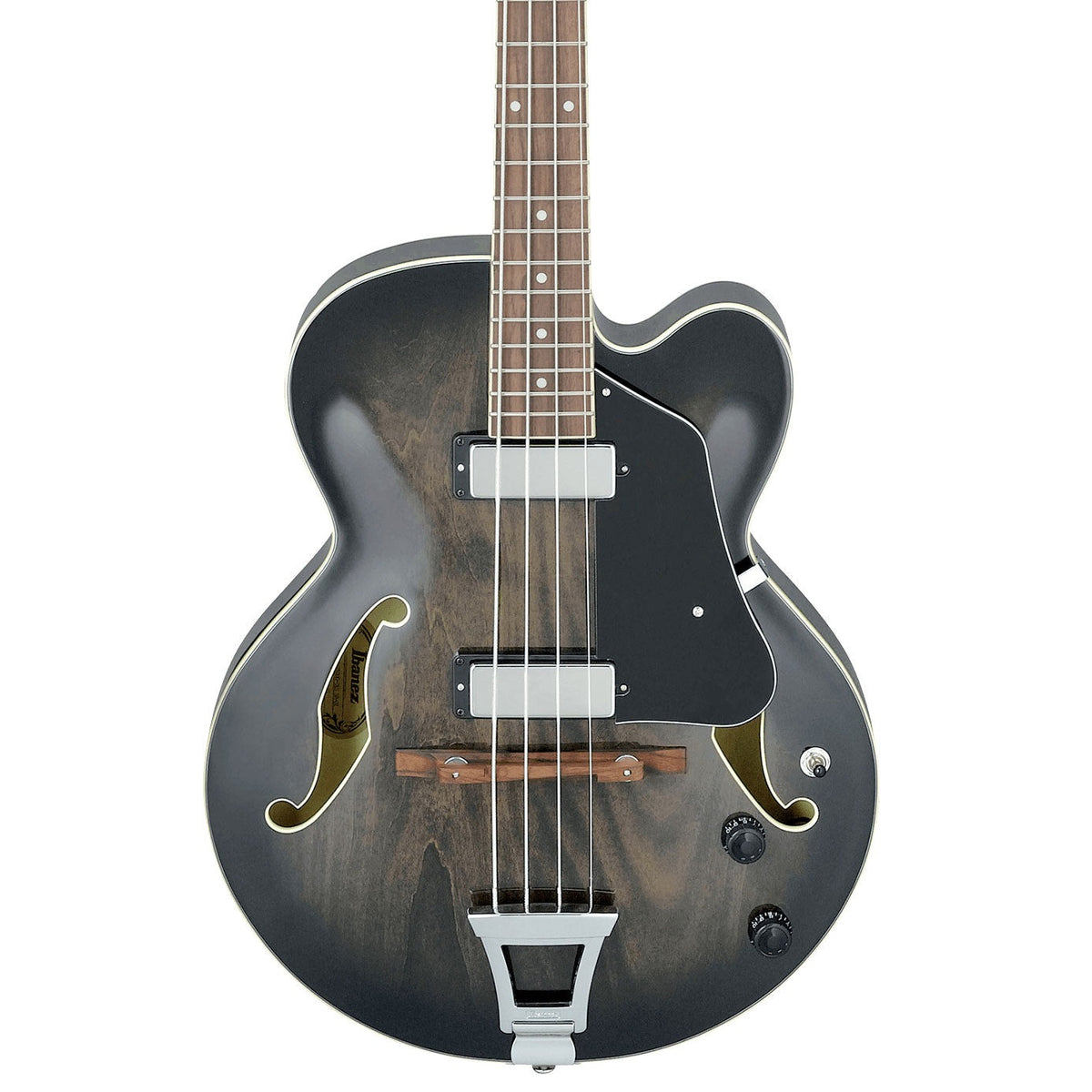 Ibanez AFB Artcore Hollow Body Electric Bass with Wooden Bridge - Transparent Black Sunburst