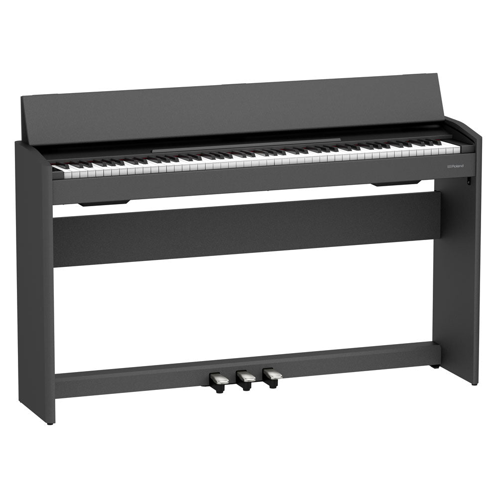 Roland F-107 Digital Upright Piano with Stand, Bench, and Pedals - Black - Bananas at Large®