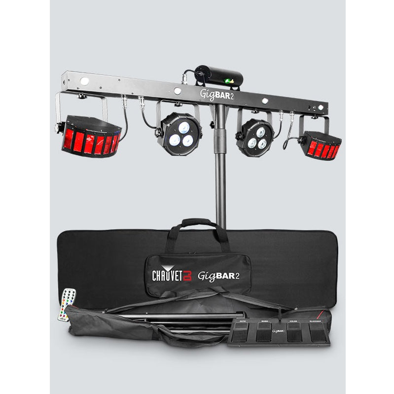 Chauvet Gig Bar 2 Pack-N-Go 4-in-1 Lighting System w/ Wireless footswitch, Stand, Carry bag - Bananas at Large®