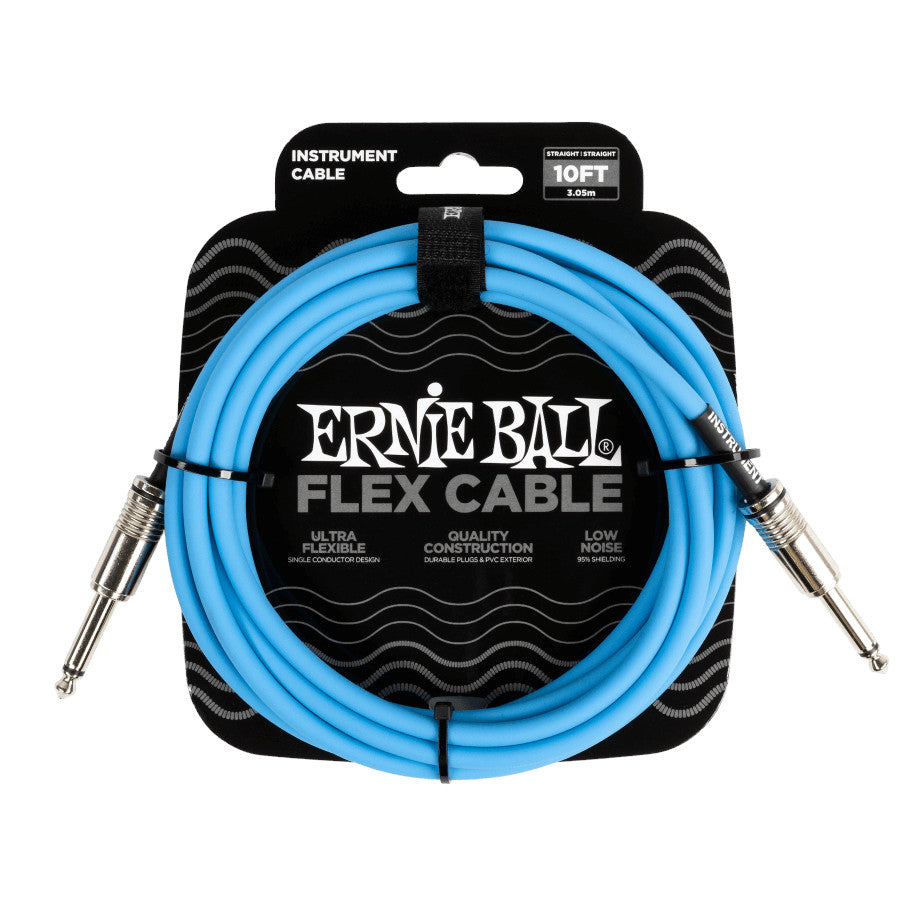 Ernie Ball Flex Instrument Cable - Straight/Straight - Blue - 10 ft. - Bananas at Large®