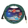 Pig Hog PCH10TABR 10 ft. Woven Right-Angle Instrument Cable - Tahitian Blue