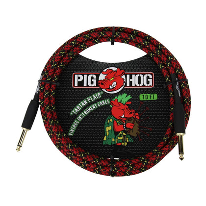 Pig Hog PCH10PL Woven Instrument Cable - Tartan Plaid - 10 ft.