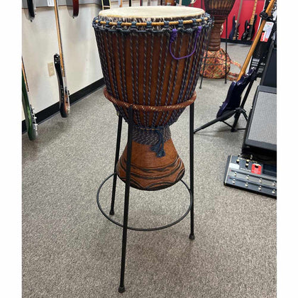 Unbranded Rope Tuned 12 in. Hide Djembe Drum w/ Stand and Bag (Pre-Owned)