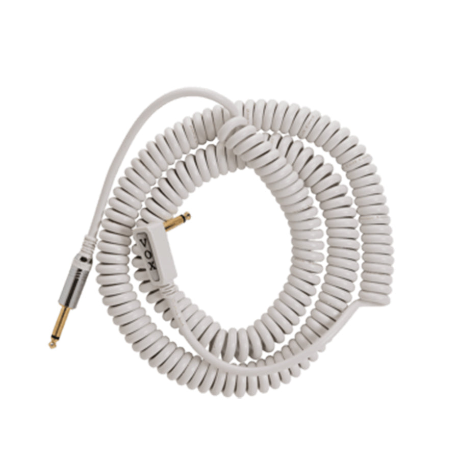 Vox VCC090WH VCC Vintage Straight to Right Angle Coiled Cable - White - 29.5 ft. - Bananas at Large®