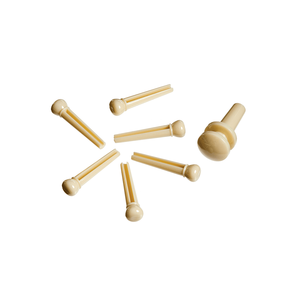 D'Addario PWPS11 Molded Bridge Pins w/ End Pin - Set of 7 - Ivory - Bananas at Large®