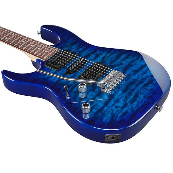 Ibanez GRX70QAL Left-Handed Quilt Top Electric Guitar - Transparent Blue Burst