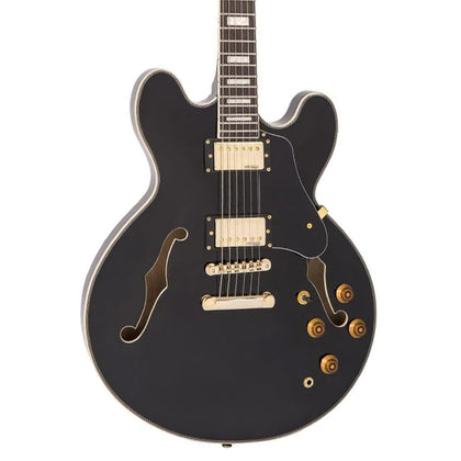 Vintage Guitars VSA500 ReIssued Semi-Hollow Electric Guitar - Gloss Black