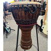 African Tempo Rope Tuned 12 in. Hide Djembe Drum w/ Stand and Bag (Pre-Owned)