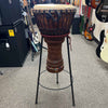 African Tempo Rope Tuned 12 in. Hide Djembe Drum w/ Stand and Bag (Pre-Owned)