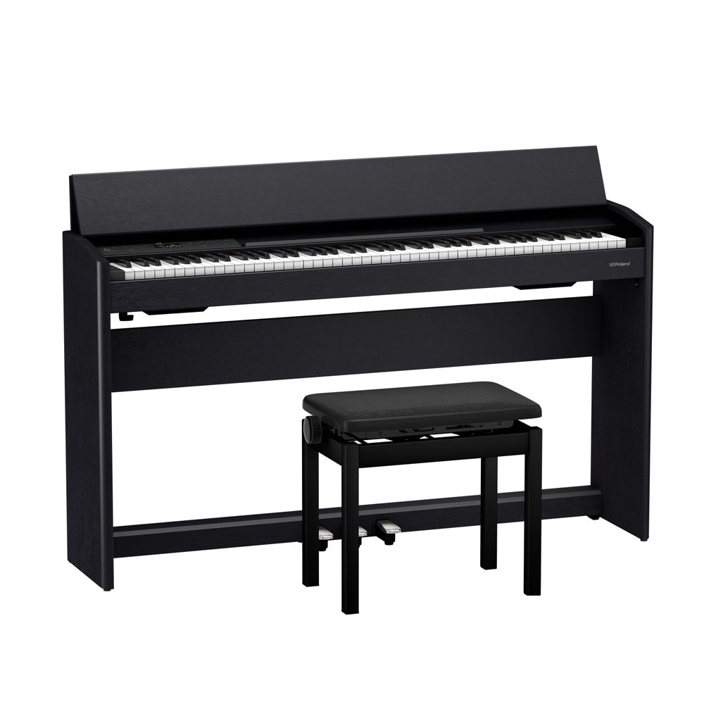 Roland F-701 Digital Upright Piano with Stand and Bench - Black - Bananas at Large®