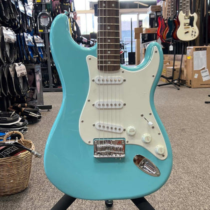 Squier Bullet Stratocaster SSS Hardtail Electric Guitar w/ Soft Case - Tropical Turquoise (Pre-Owned)