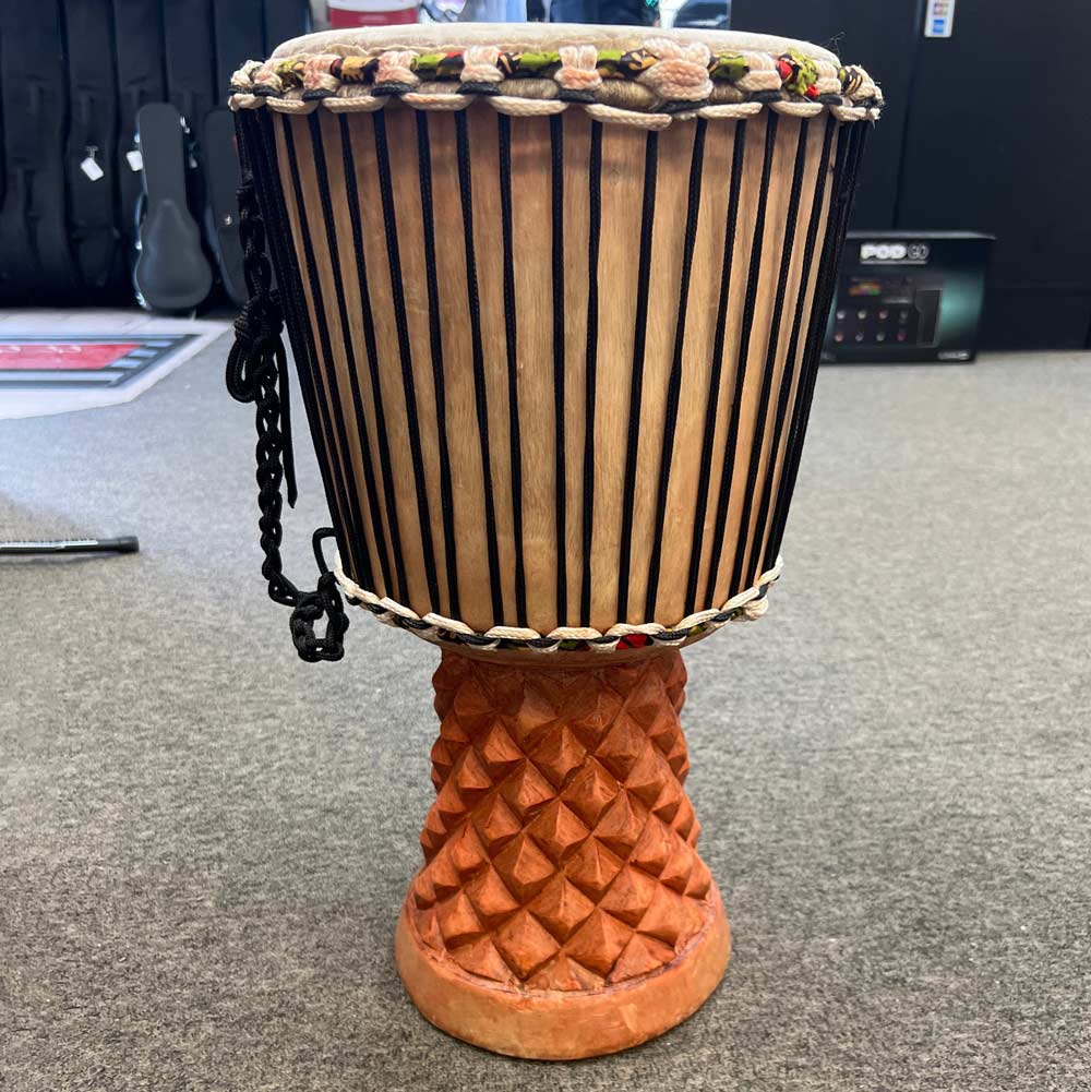 Authentic African 10.5 in. Goatskin Djembe Drum Handmade in Guinea (Pre-Owned)