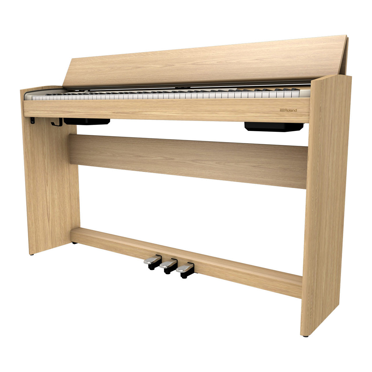 Roland F-701 Digital Upright Piano with Stand and Bench - Light Oak - Bananas at Large®