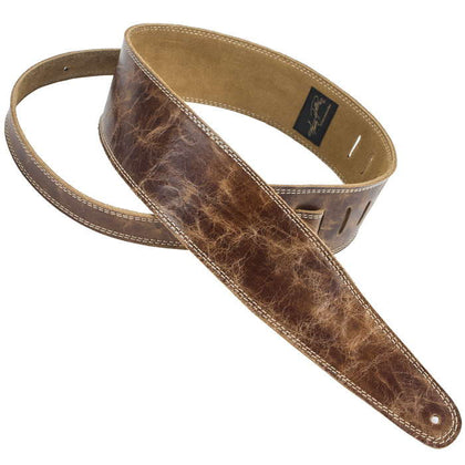 Henry Heller Double Stitched Leather Guitar Strap - Vintage Brown