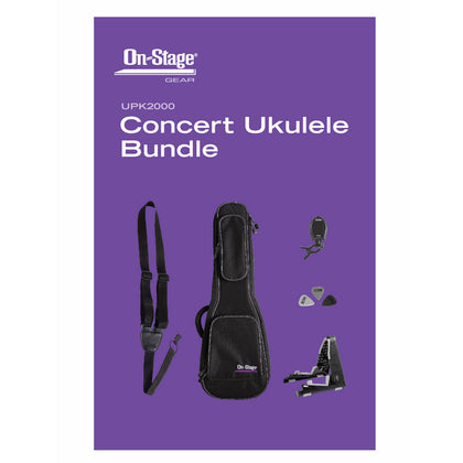 On-Stage UPK2000 Concert Ukulele Bag, Strap, Tuner, Picks & Stand Bundle