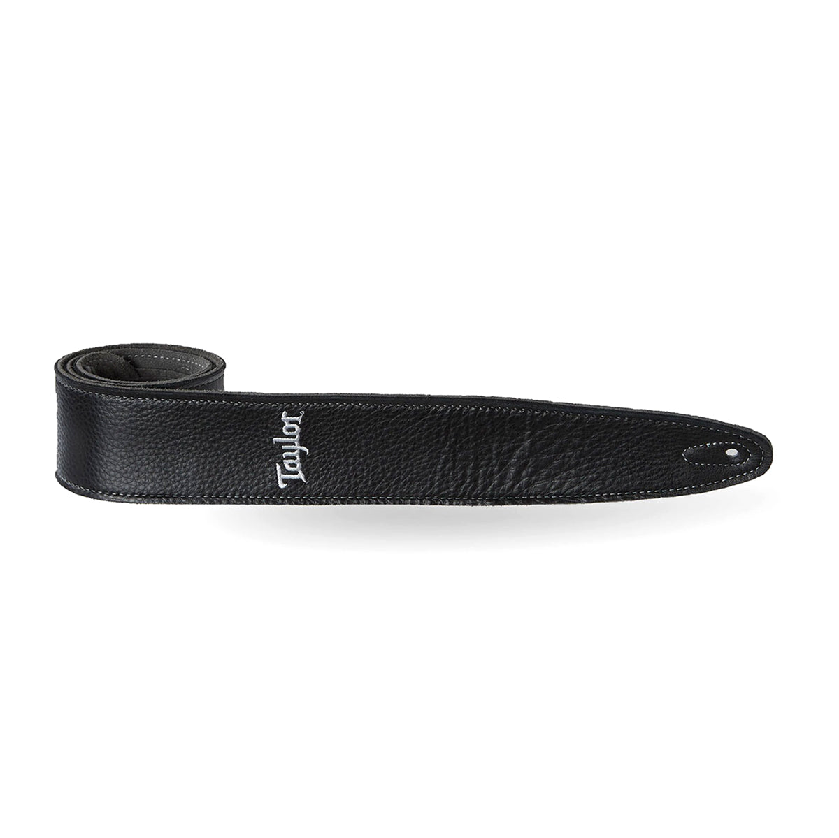 Taylor TL251-06 Strap, Black Leather, Suede Back, Silver Logo, 2.5in.