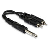 Hosa - YPR-124 - Y Cable - 1/4 in TS Male to Dual RCA Male