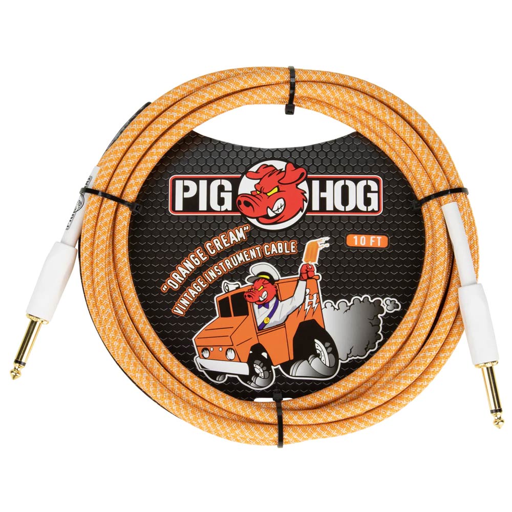 Pig Hog PCH102OC Vintage Woven Instrument Cable - Orange Creme - 10 ft.