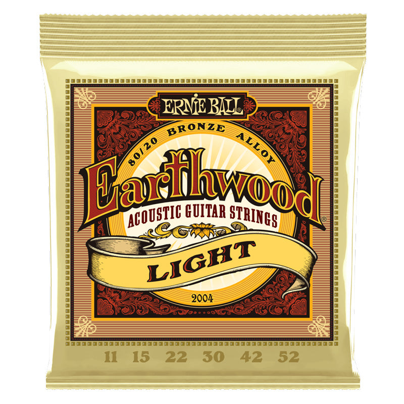 Ernie Ball P02004 Earthwood Light 80/20 Bronze Acoustic Guitar Strings - 11-52 Gauge - Bananas at Large®