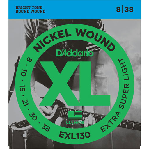 DAddario EXL130 Electric Nickel Wound Guitar Strings Extra-Super Light 8-38 - Bananas At Large®