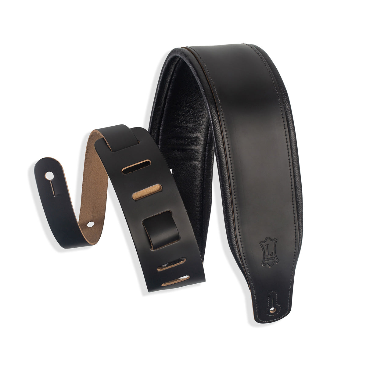 Levy's M26PD-BLK Classics Series Favorite Padded Leather 3 in. Guitar Strap - Black
