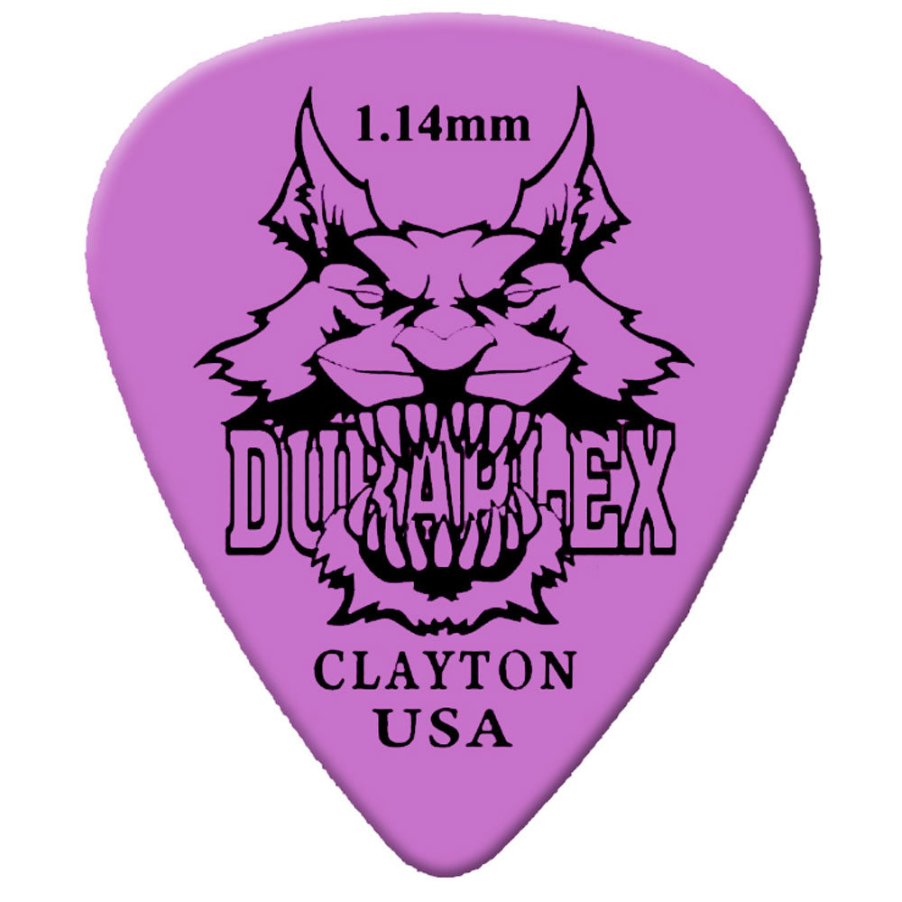 Clayton HX114/12 Hexpick Duraplex Guitar Picks (12 Pack) - Standard Shape (1.14mm) - Purple