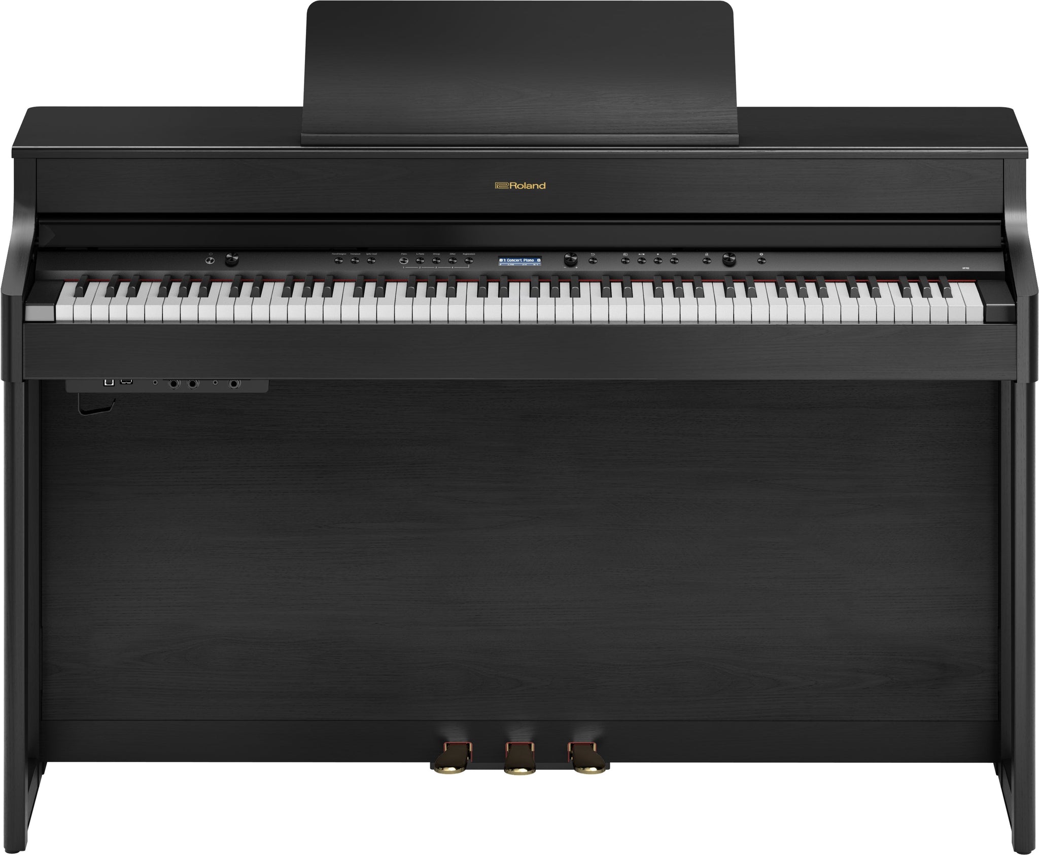 Roland HP-702 Digital Upright Piano with Stand and Bench - Charcoal Black
