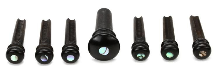 D’Addario PWPS2 Ebony Bridge Pins with End Pin Set, Abalone Inlay - Bananas at Large®