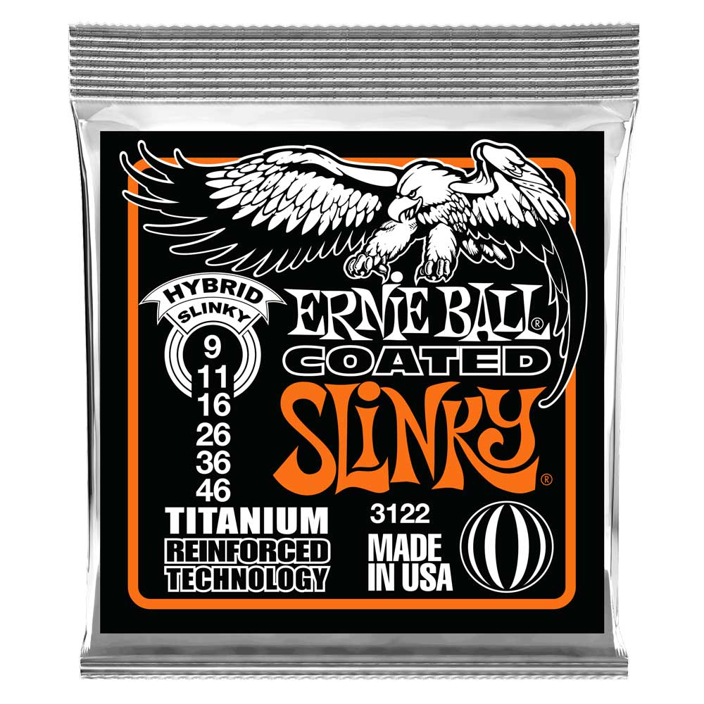 Ernie Ball 3122 Electric Guitar String Set - Coated Titanium RPS Hybrid Slinky 9-46 - Bananas at Large®