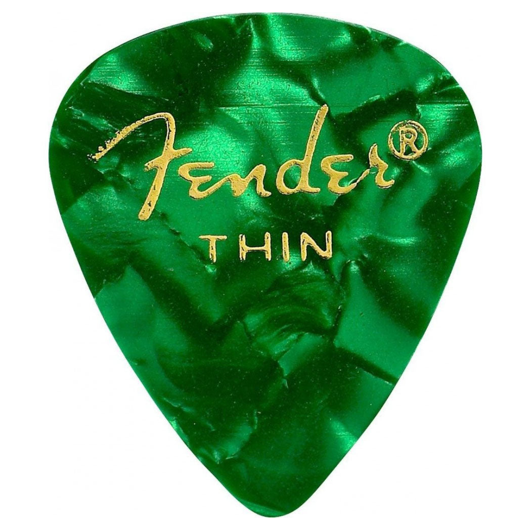 Fender 12 Pack 351 Shape Thin Guitar Picks - Green Moto - Bananas at Large®