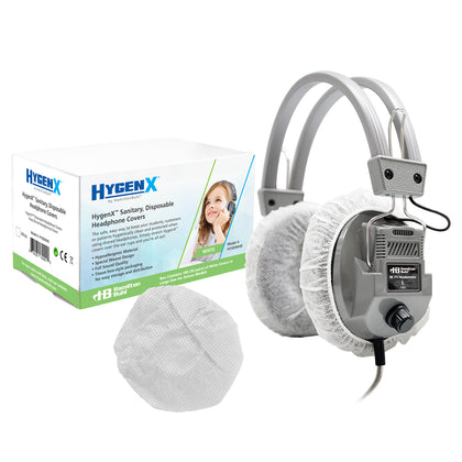 HamiltonBuhl HygenX Sanitary Ear Cushion Covers for Over-Ear Headphones & Headsets, White - 50 Pair